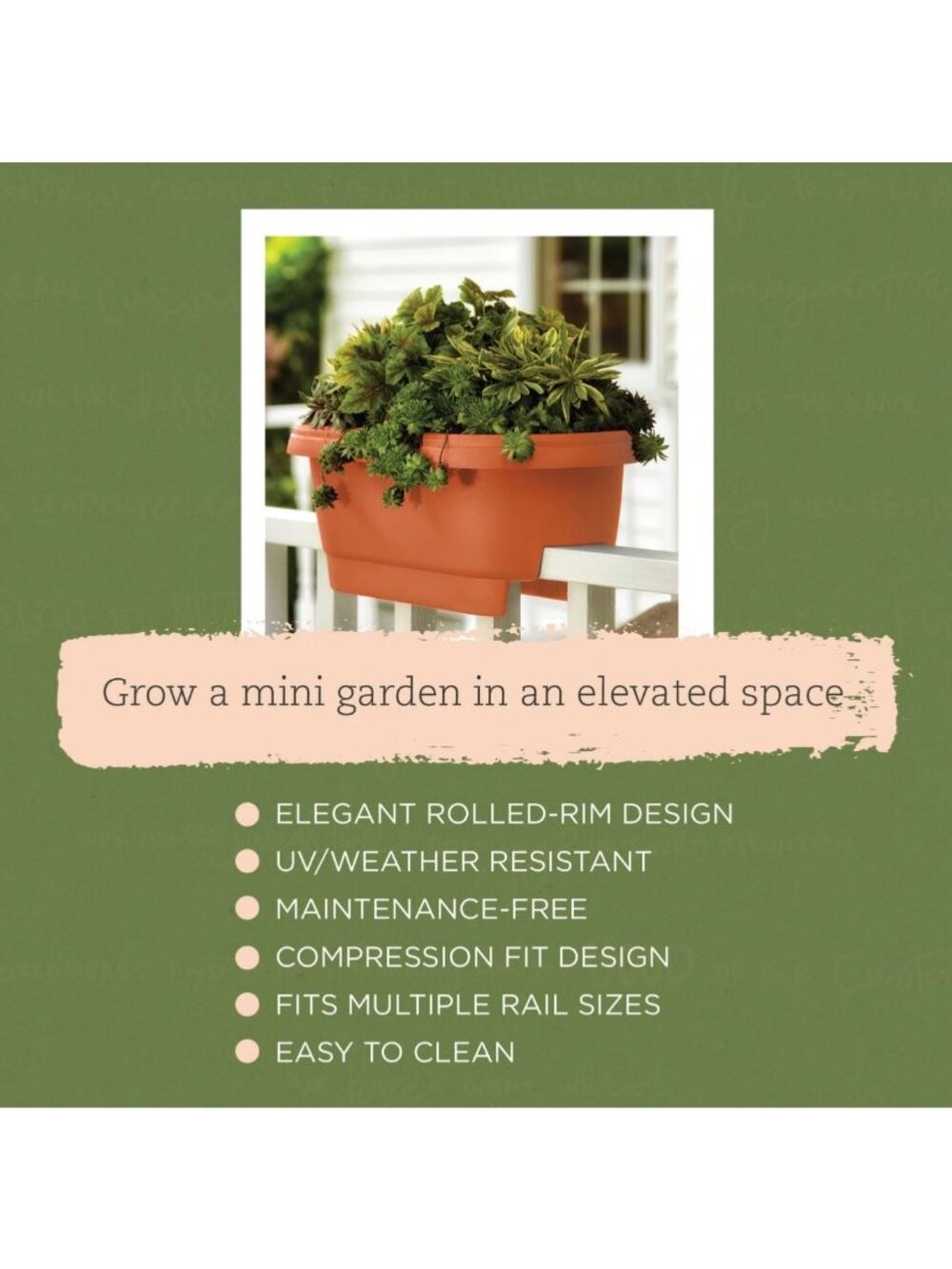 Bloem Terra Cotta Oval Deck Rail Planter 24" Elevated Garden Box (Quantity 3) - Picture 2 of 16